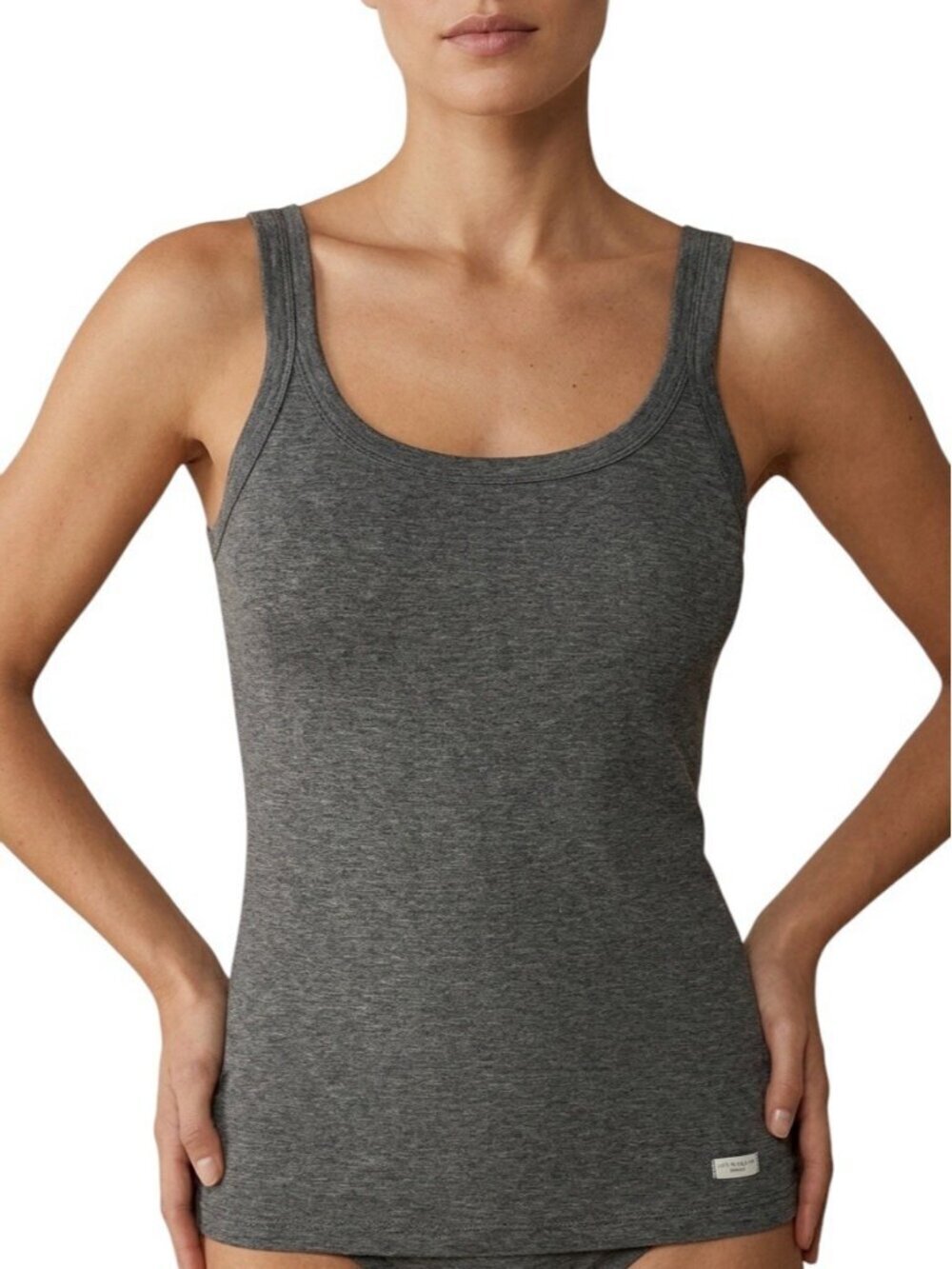 NWT Intimissimi Natural Silk & Modal Tank Top Cloud Grey Melange Size S Italy